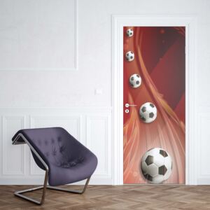 GLIX Fototapeta na dvere - 3D Footballs Red Background