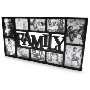 Fotorámeček 72x36 cm FAMILY - 10 fotografií Čierna