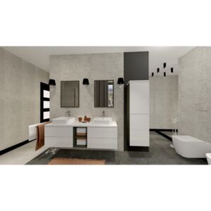 Kúpeľnový nábytok Summer 2, Farby: grafit/biely lesk + zrkadlo, Sifón: so sifónom