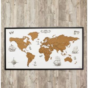 Korková, zapichovacia mapa sveta na stenu - aj s gravírovaním 100x54cm