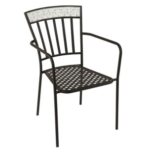 Kovová čierna stolička s mozaikou Shard white - 55*58*85 cm