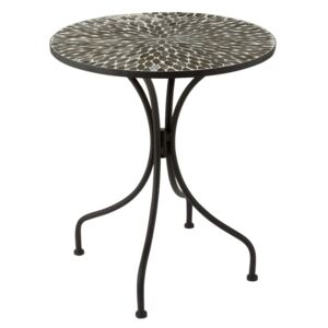 Kovový černý kulatý stůl s mozaikou Art - 61 * 61 * 71 cm