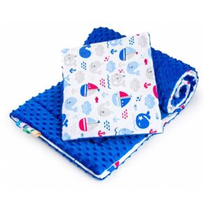 NEW BABY Oboustranný Set z Minky do kočíku more modrý Bavlna/Polyester, 75x100, 30x35 cm