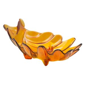 Oranžová miska z recyklovaného skla Mauro Ferretti Leaf, 33 × 20 cm