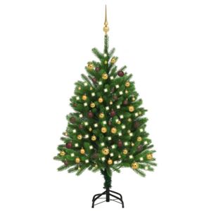 Umelý vianočný stromček s LED a súpravou gulí 120 cm zelený