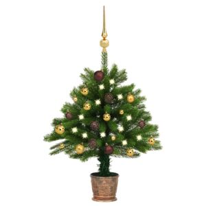 Umelý vianočný stromček s LED a súpravou gulí 65 cm zelený