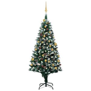 Umelý vianočný stromček s LED, súpravou gulí a šiškami 180 cm
