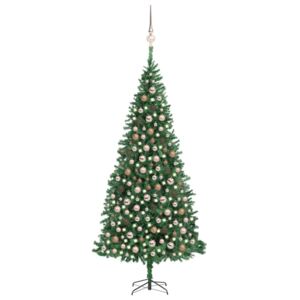 Umelý vianočný stromček s LED a súpravou gulí zelený 300 cm
