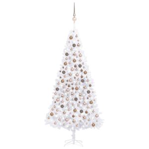 Umelý vianočný stromček s LED a súpravou gulí biely 300 cm