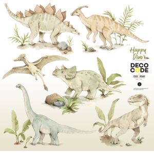 Sada nástenných detských samolepiek s motívmi dinosaura Dekornik Happy Dino, 70 x 70 cm