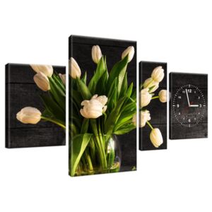 Obraz s hodinami Krémové tulipány 120x70cm ZP1392A_4AN