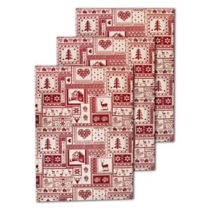 Home Elements Vianočné utierky 50*70 cm, set 3 ks, červený patchwork