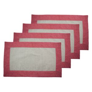 Home Elements Prestieranie z recyklovanej bavlny, 4 ks, 30 x 50 cm, béžová + červená