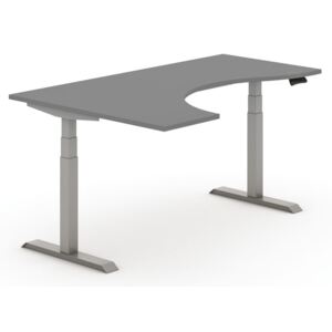Výškovo nastaviteľný stôl, elektrický, 625-1275 mm, ergonomický pravý, doska 1800x1200 mm, antracit, sivá podnož