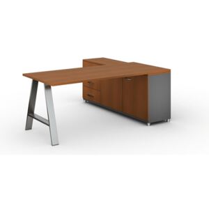 Kancelársky pracovný stôl ALFA A so skrinkou vľavo, doska 1800x800 mm, čerešňa