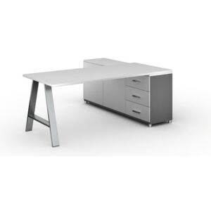 Kancelársky pracovný stôl ALFA A so skrinkou vľavo, doska 1800x800 mm, biela