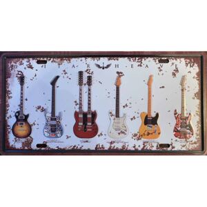 Ceduľa gitary 30,5cm x 15,5cm Plechová tabuľa