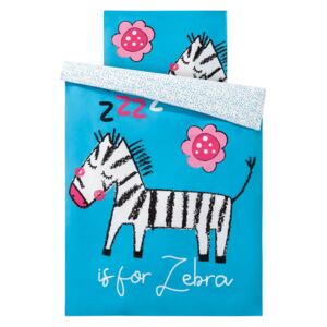 LUPILU® Detská posteľná bavlnená bielizeň BIO, 130 x 90 cm (zebra / modrá), zebra / modrá (100308785)