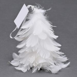 Vianočný záves stromček perie biely 15cm