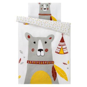 LUPILU® Detská posteľná bavlnená bielizeň BIO, 130 x 90 cm (medveď / biela), medveď / biela (100308785)