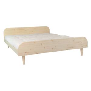 Dvojlôžková posteľ z borovicového dreva s matracom Karup Design Twist Comfort Mat Natural/Natural, 160 × 200 cm