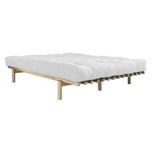 Dvojlôžková posteľ z borovicového dreva s matracom Karup Design Pace Comfort Mat Natural/Natural, 160 × 200 cm