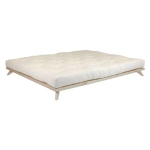 Dvojlôžková posteľ z borovicového dreva s matracom Karup Design Senza Comfort Mat Natural/Natural, 160 × 200 cm