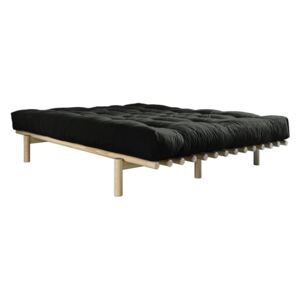 Dvojlôžková posteľ z borovicového dreva s matracom Karup Design Pace Comfort Mat Natural/Black, 180 × 200 cm