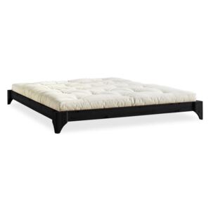 Dvojlôžková posteľ z borovicového dreva s matracom Karup Design Elan Comfort Mat Black/Natural, 140 × 200 cm