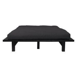 Dvojlôžková posteľ z borovicového dreva s matracom Karup Design Blues Comfort Mat Black/Black, 160 × 200 cm