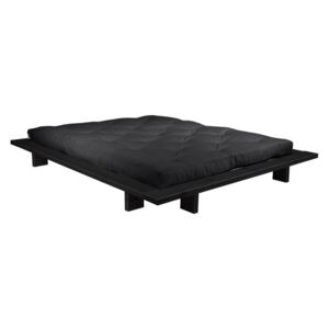 Dvojlôžková posteľ z borovicového dreva s matracom Karup Design Japan Comfort Mat Black/Black, 160 × 200 cm