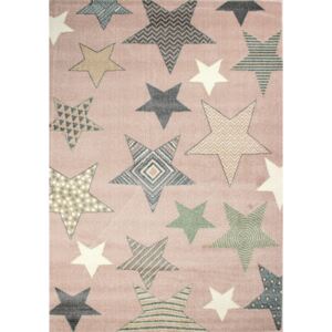 Detský kusový koberec Farebné hviezdy ružový, Velikosti 80x150cm