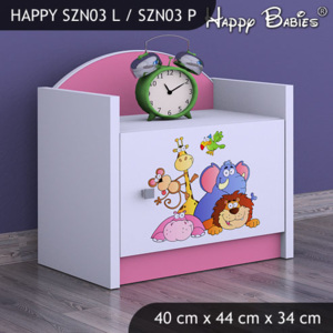 Nočný stolík Happy Pink SZNO 03 všetky motívy