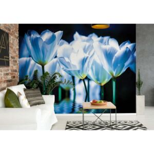 Fototapeta GLIX - Blue Flowers + lepidlo ZADARMO Papírová tapeta - 368x254 cm