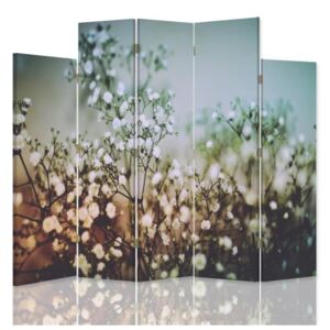 CARO Paraván - Plants With White Flowers | päťdielny | obojstranný 180x180 cm