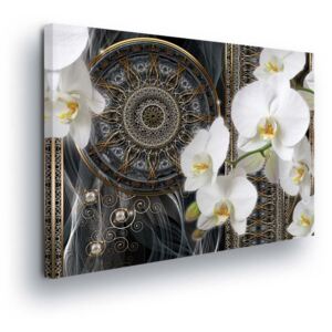 Obraz na plátne - White Flower with Oriental Theme II 60x40 cm