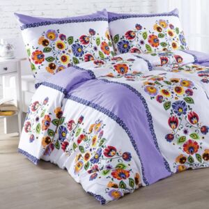 Bavlnené posteľné obliečky VIOLA fialové predĺžená dĺžka