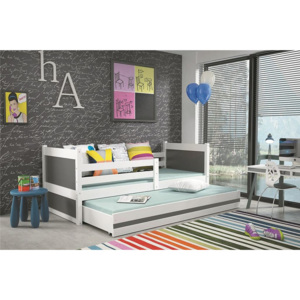 Detská posteľ s prístilkou FIONA 2, 90x200 cm, biela/grafit