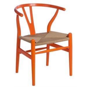 Jedálenská stolička Wicker Color inšpirovaná Wishbone oranžová
