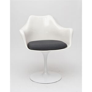 Jedálenská stolička TulAr inšpirovaná Tulip Armchair bielo-sivá