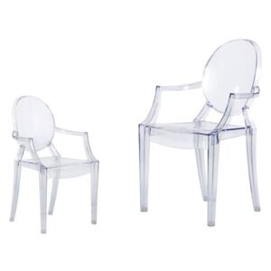 Detská stolička Mini Royal Junior inšpirovaná Louis Ghost transparentná