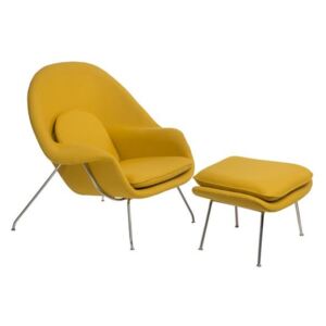 Kreslo Snug inšpirované Womb chair s podnožkou žltá