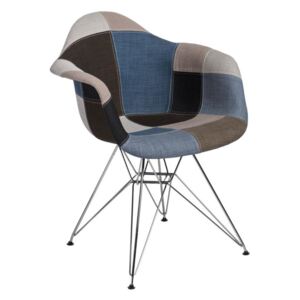 Jedálenská stolička P018 Patchwork inšpirovaná DAR sivo-modrá
