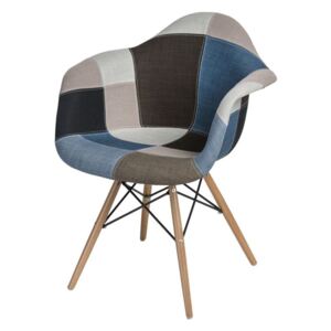 Jedálenská stolička P018W Patchwork inšpirovaná DAW sivo-modrá