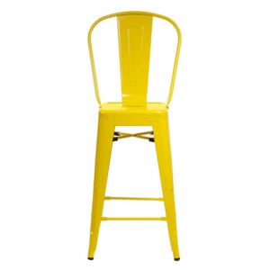 Barová stolička Paris Back inšpirovaná Tolix žltá