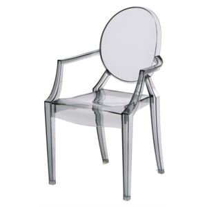 Detská stolička Mini Royal Junior inšpirovaná Louis Ghost sivá transparentná
