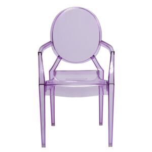 Detská stolička Mini Royal Junior inšpirovaná Louis Ghost fialová transparentná