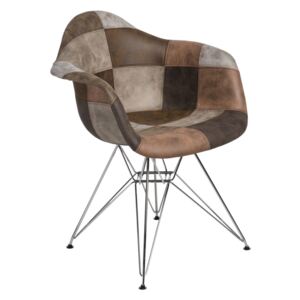 Jedálenská stolička P018 Patchwork inšpirovaná DAR hnedo-béžová