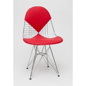 Jedálenská stolička Net Double inšpirovaná Wire chair červená