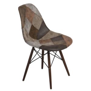 Jedálenská stolička P016W Patchwork inšpirovaná DSW dark béžovo-hnedá